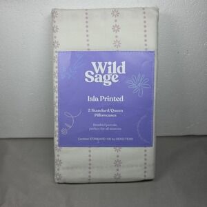 Wild Sage Isla Printed Pillowcases Floral Stripe New in Package